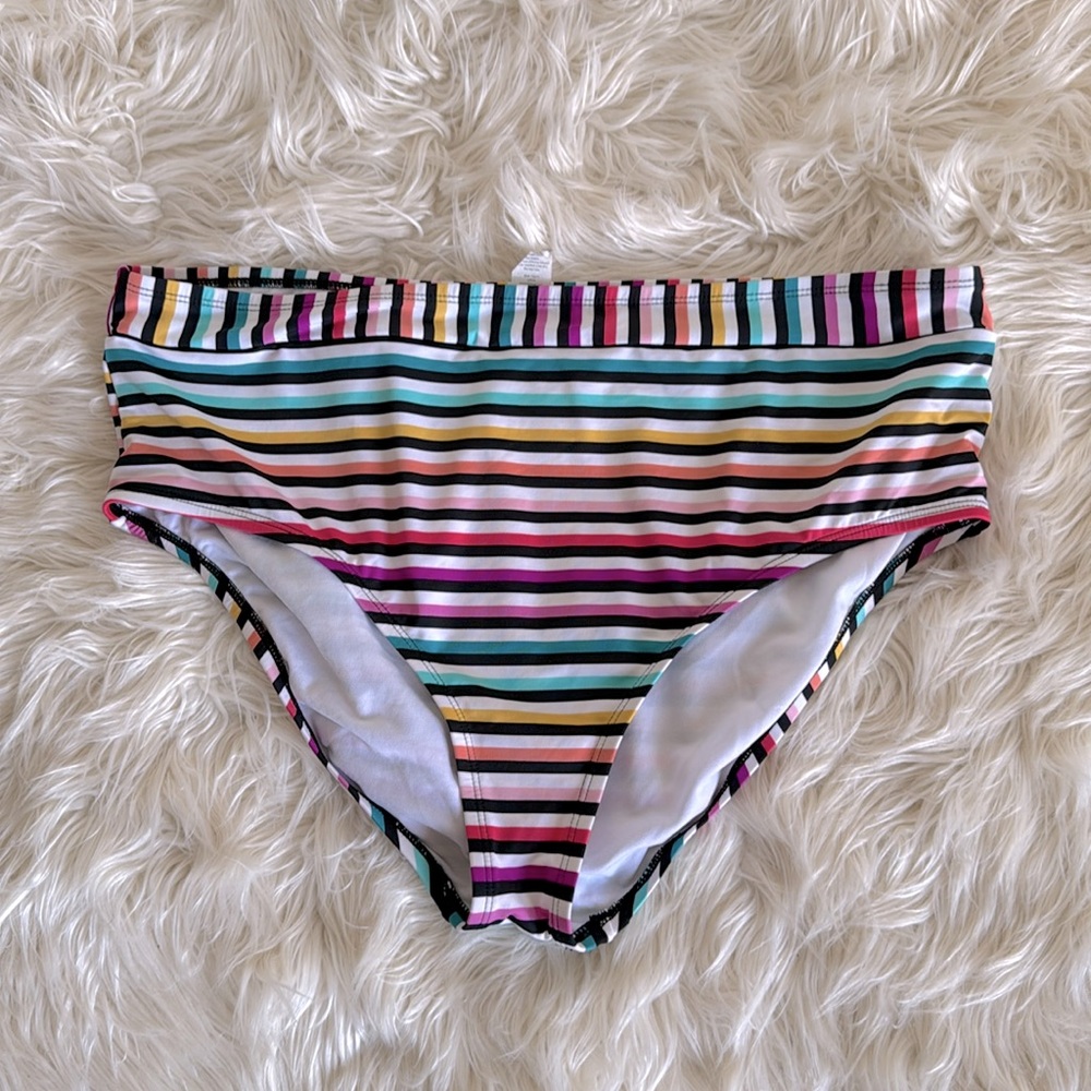 APT. 9 MULTI STRIPE HIGH WAIST BIKINI BOTTOM Sz XXL